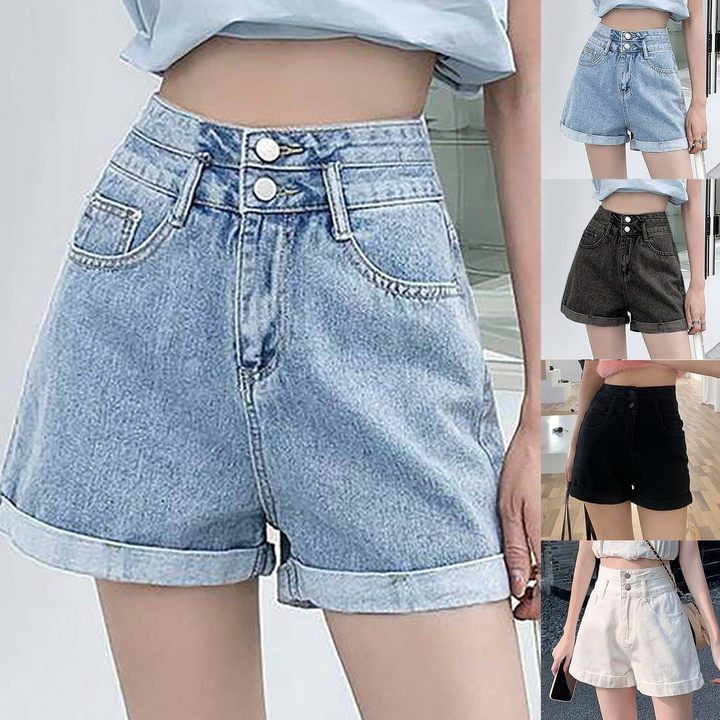 Traperice visokog struka Ženske ležerne kratke hlače s dugmadima Roll Hem Vrećaste kratke hlače Ljetne korejske verzije Jednobojne kratke hlače s džepovima kratke hlače ženske
