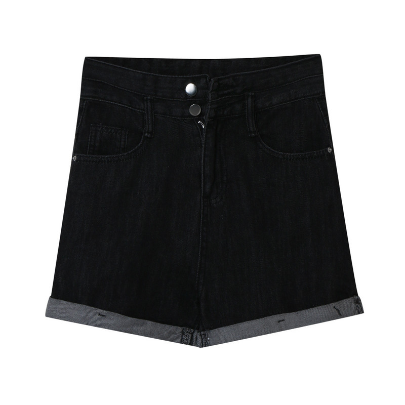 Traperice visokog struka Ženske ležerne kratke hlače s dugmadima Roll Hem Vrećaste kratke hlače Ljetne korejske verzije Jednobojne kratke hlače s džepovima kratke hlače ženske