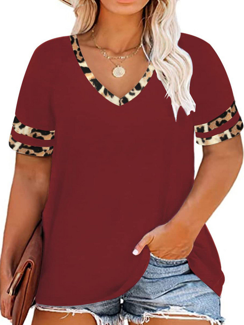 Nagy méretű felsők női rövid ujjú ingek V nyakú tunikák felsők Alkalmi nyári pólóblúzok