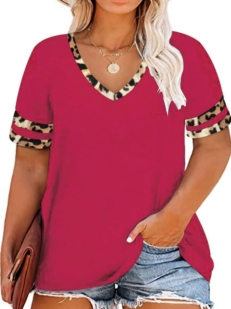 Nagy méretű felsők női rövid ujjú ingek V nyakú tunikák felsők Alkalmi nyári pólóblúzok