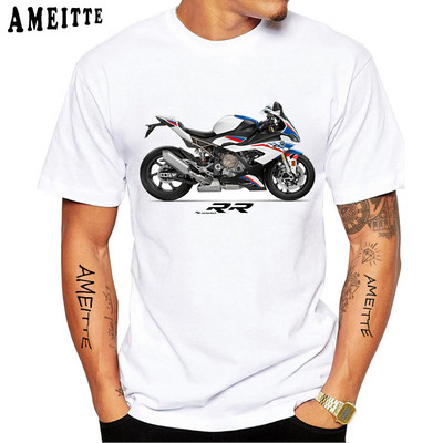 Férfi S1000RR póló lovaglásrajongóknak Motoros póló S 1000 RR vékony Fit póló Új nyári férfi rövid ujjú fehér alkalmi póló