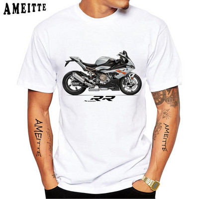 Férfi S1000RR póló lovaglásrajongóknak Motoros póló S 1000 RR vékony Fit póló Új nyári férfi rövid ujjú fehér alkalmi póló