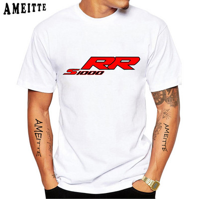 Férfi S1000RR póló lovaglásrajongóknak Motoros póló S 1000 RR vékony Fit póló Új nyári férfi rövid ujjú fehér alkalmi póló