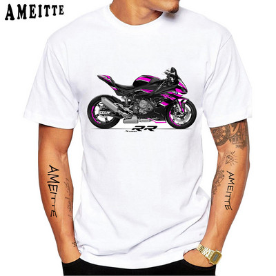 Férfi S1000RR póló lovaglásrajongóknak Motoros póló S 1000 RR vékony Fit póló Új nyári férfi rövid ujjú fehér alkalmi póló