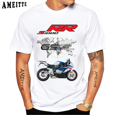 Férfi S1000RR póló lovaglásrajongóknak Motoros póló S 1000 RR vékony Fit póló Új nyári férfi rövid ujjú fehér alkalmi póló