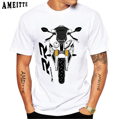 Férfi S1000RR póló lovaglásrajongóknak Motoros póló S 1000 RR vékony Fit póló Új nyári férfi rövid ujjú fehér alkalmi póló