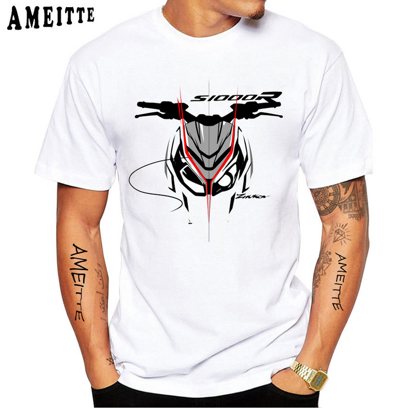Férfi S1000RR póló lovaglásrajongóknak Motoros póló S 1000 RR vékony Fit póló Új nyári férfi rövid ujjú fehér alkalmi póló