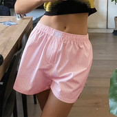 Ženske bokserice s Y2K prugama Ležerne kratke pidžame Kratke hlače s elastičnom trakom Opuštene dnevne hlače za spavanje Plivačke kratke hlače za plažu