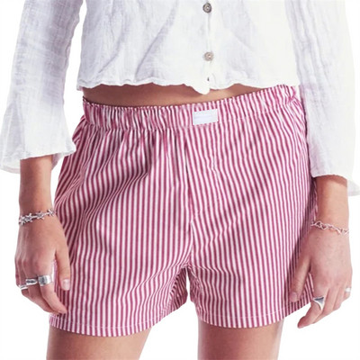 Ženske bokserice s Y2K prugama Ležerne kratke pidžame Kratke hlače s elastičnom trakom Opuštene dnevne hlače za spavanje Plivačke kratke hlače za plažu