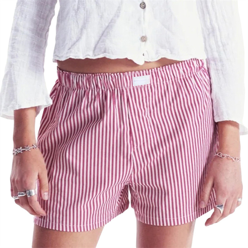 Ženske bokserice s Y2K prugama Ležerne kratke pidžame Kratke hlače s elastičnom trakom Opuštene dnevne hlače za spavanje Plivačke kratke hlače za plažu