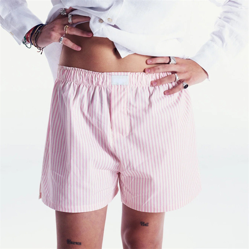 Ženske bokserice s Y2K prugama Ležerne kratke pidžame Kratke hlače s elastičnom trakom Opuštene dnevne hlače za spavanje Plivačke kratke hlače za plažu