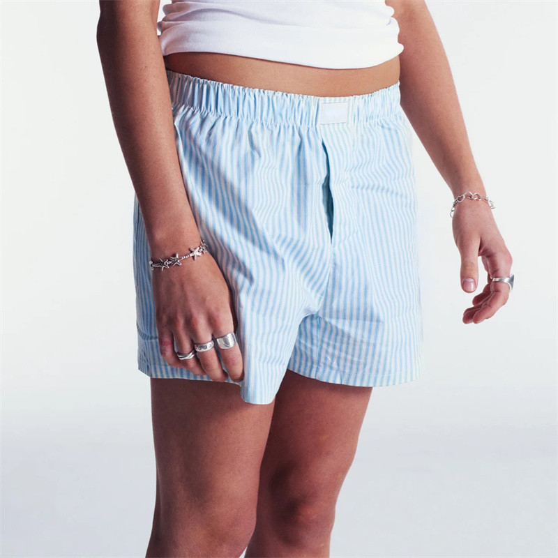 Ženske bokserice s Y2K prugama Ležerne kratke pidžame Kratke hlače s elastičnom trakom Opuštene dnevne hlače za spavanje Plivačke kratke hlače za plažu