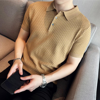 2023 Fashion Slim Fit Bărbați Tricou polo tricot cu mânecă scurtă de vară Cămăși subțiri Tricou de afaceri Tricou polo pentru bărbați de înaltă calitate S-3XL