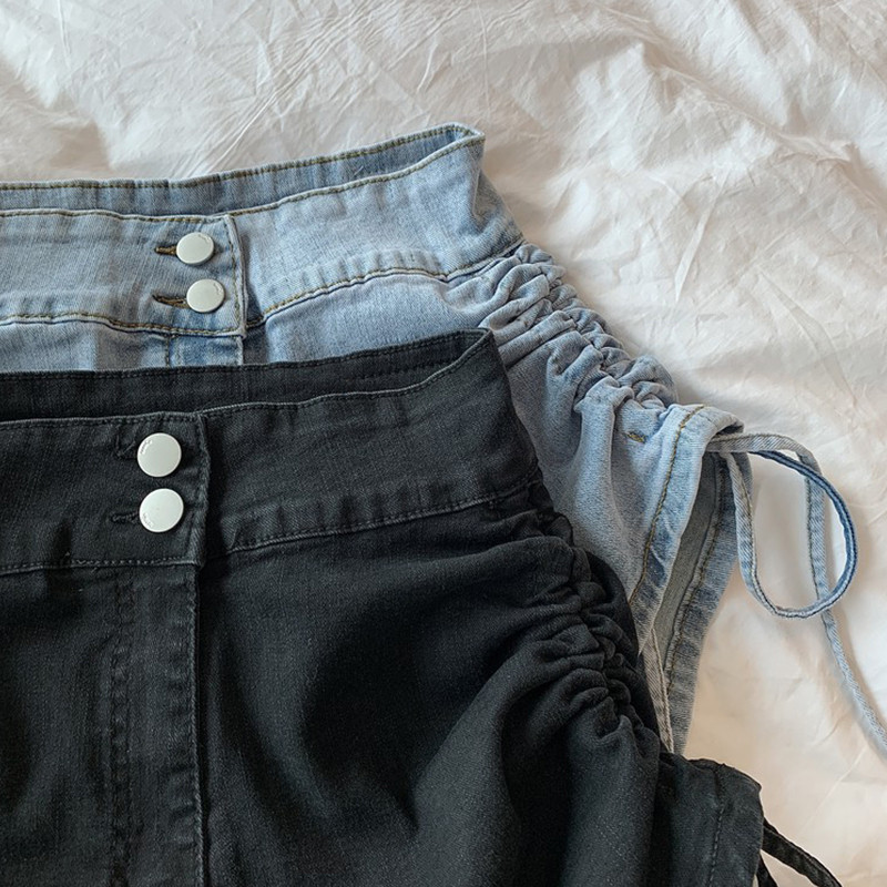 S-5XL Ženske traper kratke hlače visokog struka, uzice, uske rastezljive kratke hlače, ljetne 2024. Vruće hlačice velikih veličina Femme