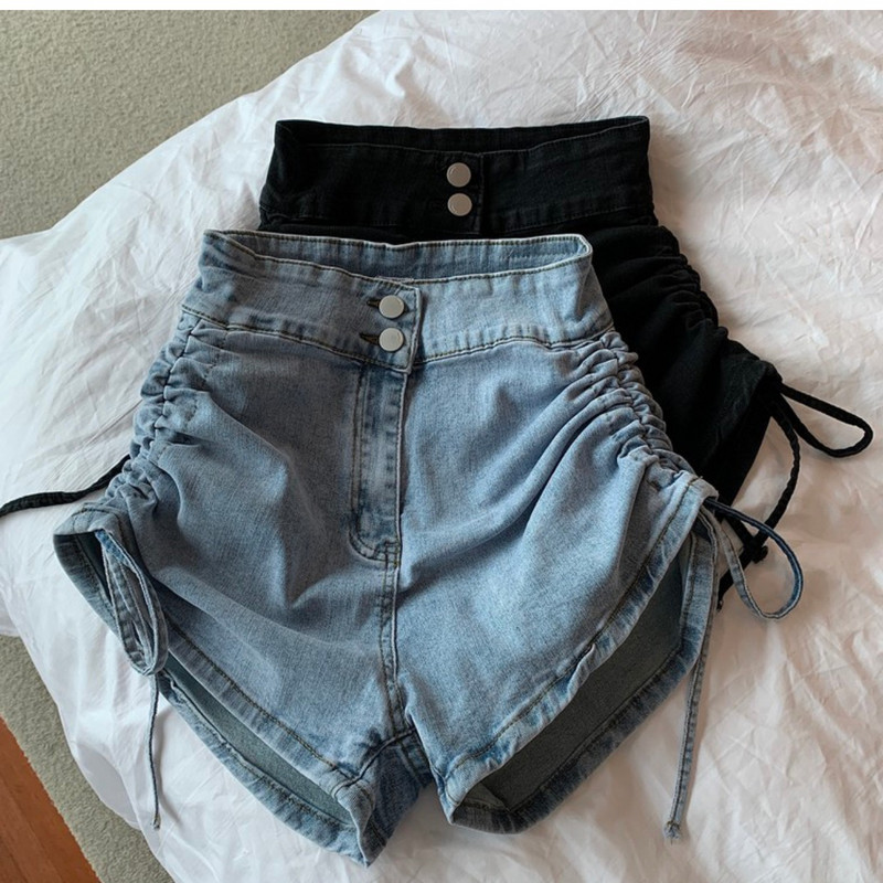 S-5XL Ženske traper kratke hlače visokog struka, uzice, uske rastezljive kratke hlače, ljetne 2024. Vruće hlačice velikih veličina Femme