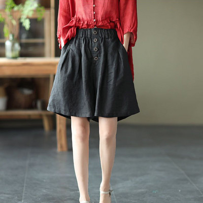 MEXZT Ljetne široke kratke hlače Ženske jednobojne elastične kratke hlače u struku Prevelike 3XL Ležerne kratke hlače visokog struka Raznobojne široke kratke hlače Home