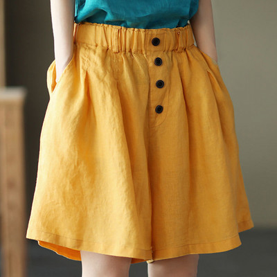 MEXZT Ljetne široke kratke hlače Ženske jednobojne elastične kratke hlače u struku Prevelike 3XL Ležerne kratke hlače visokog struka Raznobojne široke kratke hlače Home