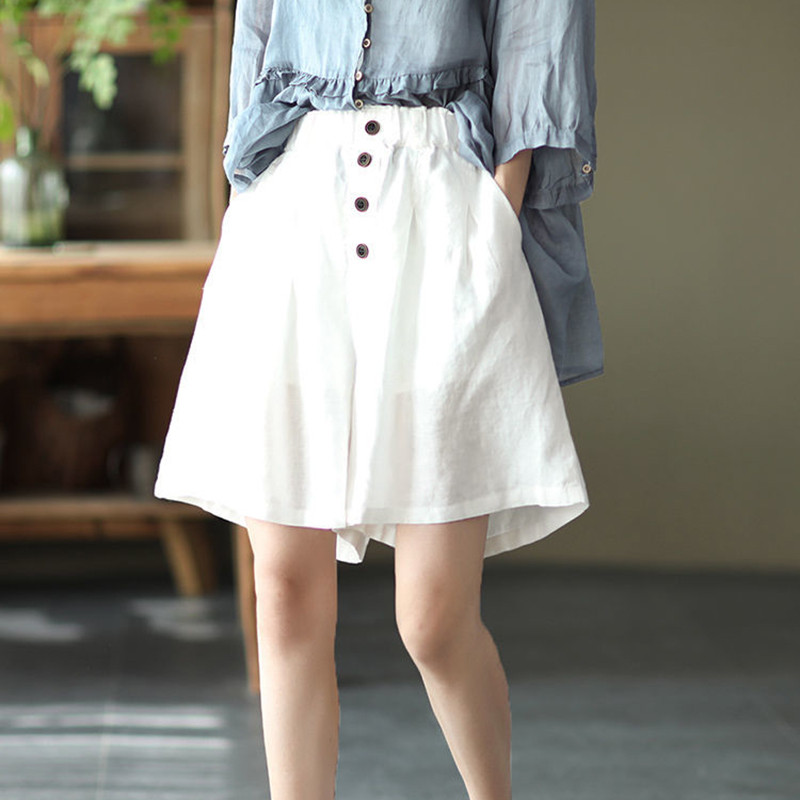 MEXZT Ljetne široke kratke hlače Ženske jednobojne elastične kratke hlače u struku Prevelike 3XL Ležerne kratke hlače visokog struka Raznobojne široke kratke hlače Home