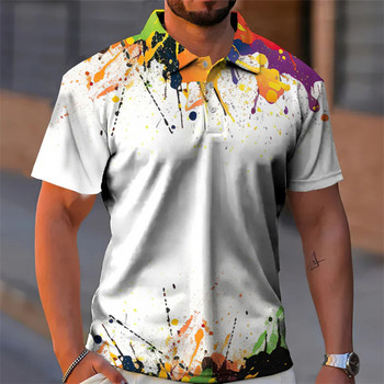Мъжки летни поло тениски Ризи с 3d графити с ревери Ежедневни мъжки ежедневни горнища с копчета Извънгабаритни тънки мъжки дрехи за голф 4XL