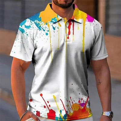 Férfi nyári pólóingek 3d graffiti nyomott hajtókás ingek mindennapi férfi alkalmi gombos felsők túlméretezett vékony férfi golfruházat 4XL