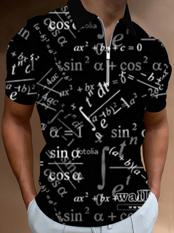 Уроци по математика Ежедневни поло тениски с цип Тениски с щампи Мъжка риза с къс ръкав Дизайн Летни топове Математическа формула Модел