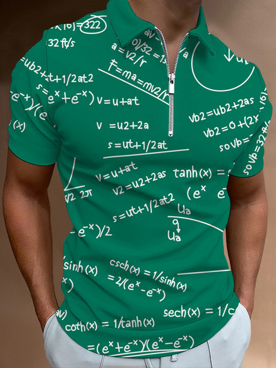 Matek leckék Hétköznapi cipzáras póló póló nyomtatott pólók férfi rövid ujjú design ing nyári felsők matematikai képlet minta