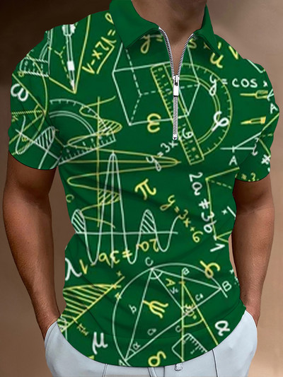 Matek leckék Hétköznapi cipzáras póló póló nyomtatott pólók férfi rövid ujjú design ing nyári felsők matematikai képlet minta