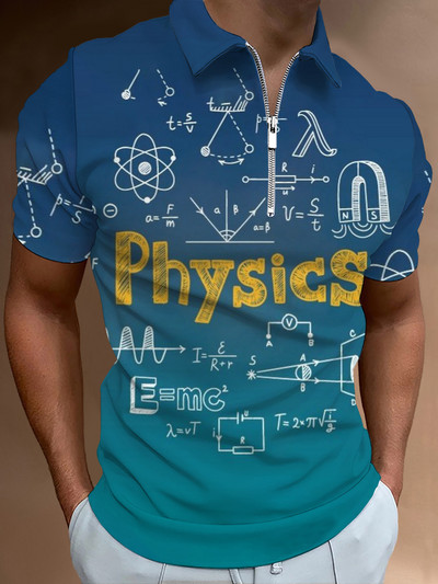 Matek leckék Hétköznapi cipzáras póló póló nyomtatott pólók férfi rövid ujjú design ing nyári felsők matematikai képlet minta