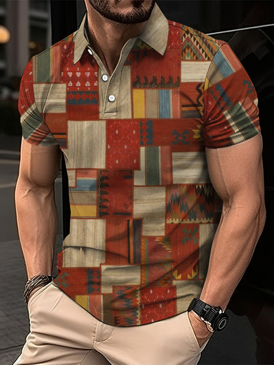 Új vintage férfi póló 3D divatos patchwork nyomdai ingek Alkalmi rövid ujjú nyári utcai ruházat férfi ruházat póló felsők