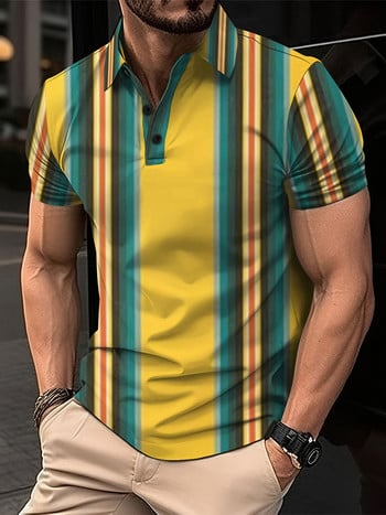 Лятна нова мъжка тениска с поло с къс ръкав, дишаща и удобна за кожата висококачествено мъжко горно облекло, ежедневни спортни улични