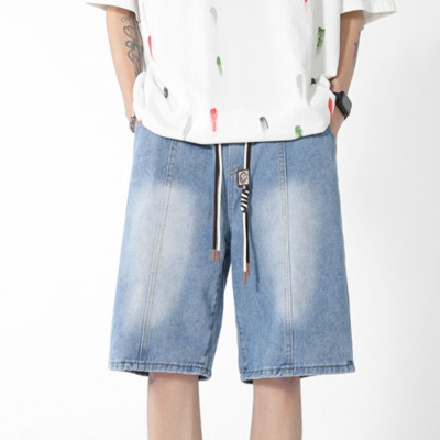 Ljetne muške traperice, kratke hlače opuštenog i širokog kroja Traper kratke hlače s elastičnim strukom, muške velike traperice, sivo/plave S-3XL