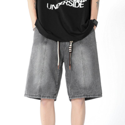 Ljetne muške traperice, kratke hlače opuštenog i širokog kroja Traper kratke hlače s elastičnim strukom, muške velike traperice, sivo/plave S-3XL