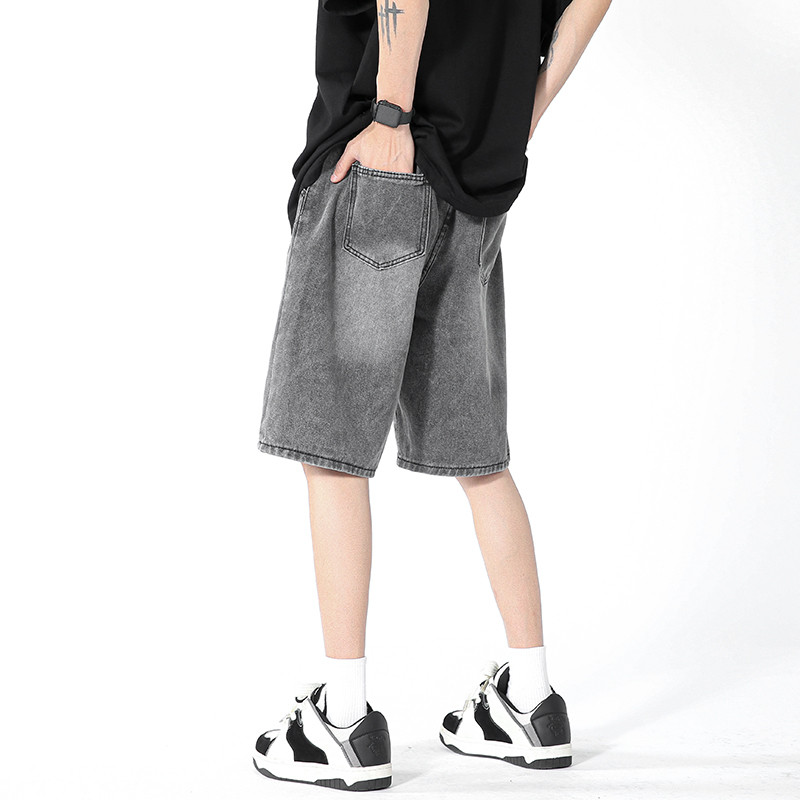 Ljetne muške traperice, kratke hlače opuštenog i širokog kroja Traper kratke hlače s elastičnim strukom, muške velike traperice, sivo/plave S-3XL