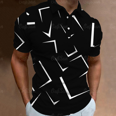 Modna muška polo majica 3D majica s tankim prugama Ljetna polo majica kratkih rukava Majica sa šarenim uzorkom Ležerna muška odjeća