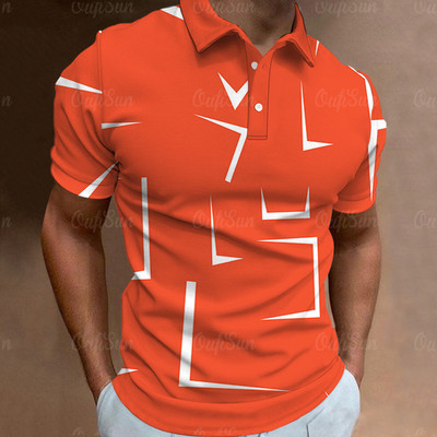 Modna muška polo majica 3D majica s tankim prugama Ljetna polo majica kratkih rukava Majica sa šarenim uzorkom Ležerna muška odjeća