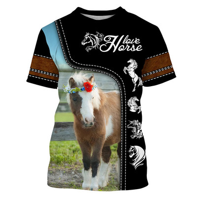 2024-es férfi rövid ujjú póló 3D nyomott lovas póló bő O-nyakú póló alkalmi rövid ujjú férfi ruha S-5XL