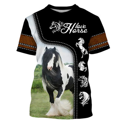 2024-es férfi rövid ujjú póló 3D nyomott lovas póló bő O-nyakú póló alkalmi rövid ujjú férfi ruha S-5XL