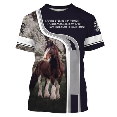 2024-es férfi rövid ujjú póló 3D nyomott lovas póló bő O-nyakú póló alkalmi rövid ujjú férfi ruha S-5XL