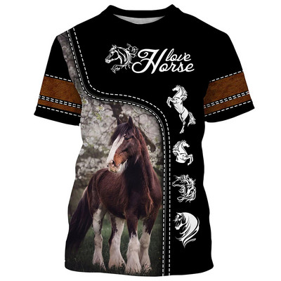 2024-es férfi rövid ujjú póló 3D nyomott lovas póló bő O-nyakú póló alkalmi rövid ujjú férfi ruha S-5XL