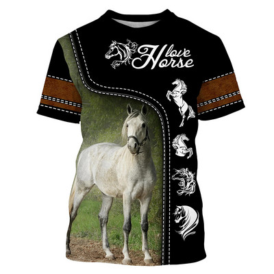 2024-es férfi rövid ujjú póló 3D nyomott lovas póló bő O-nyakú póló alkalmi rövid ujjú férfi ruha S-5XL