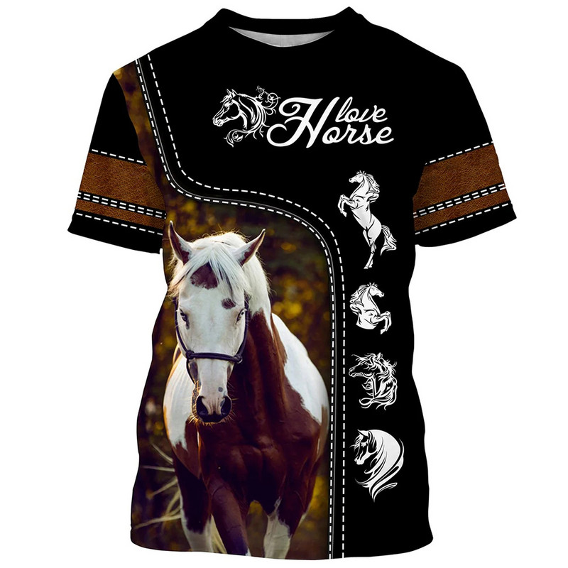 2024-es férfi rövid ujjú póló 3D nyomott lovas póló bő O-nyakú póló alkalmi rövid ujjú férfi ruha S-5XL