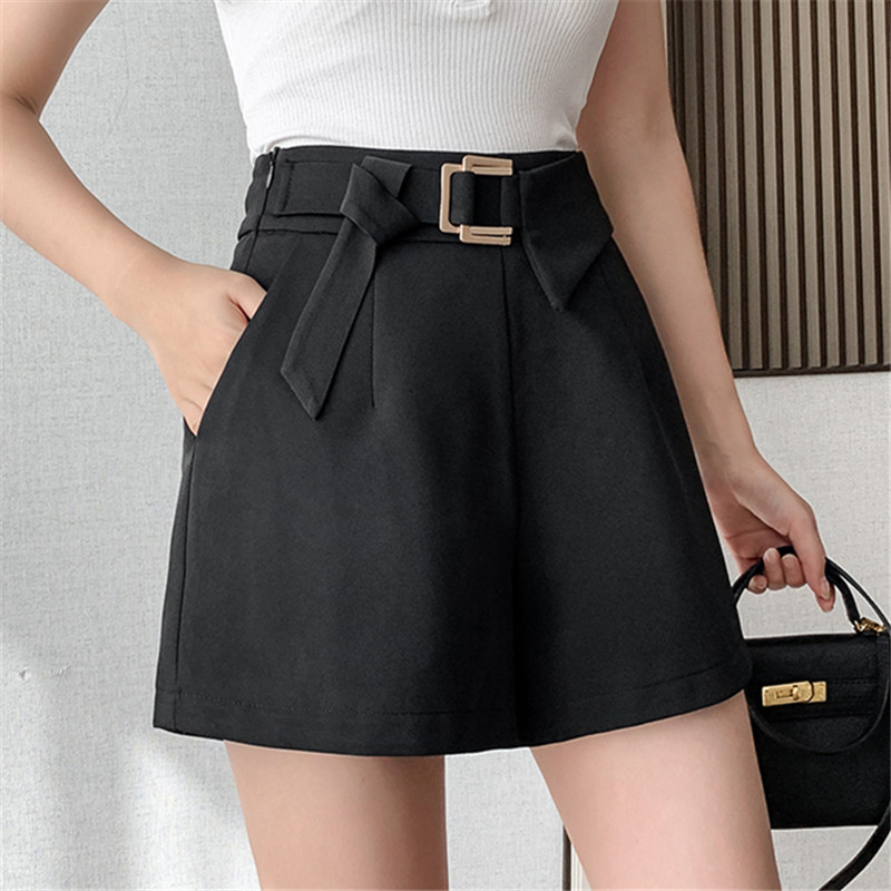 2024. Nove ženske poluhlače s gumbima Ljeto Vintage Jednobojni džepovi s visokim strukom Ravne široke nogavice Odijelo kratke hlače Ženske