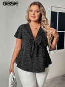 GIBSIE bluza s prednjom stranom s dubokim V-izrezom i dubokim V-izrezom veličine GIBSIE, ženska ljetna 2023., kratkih rukava, slatke ležerne ženske majice i bluze