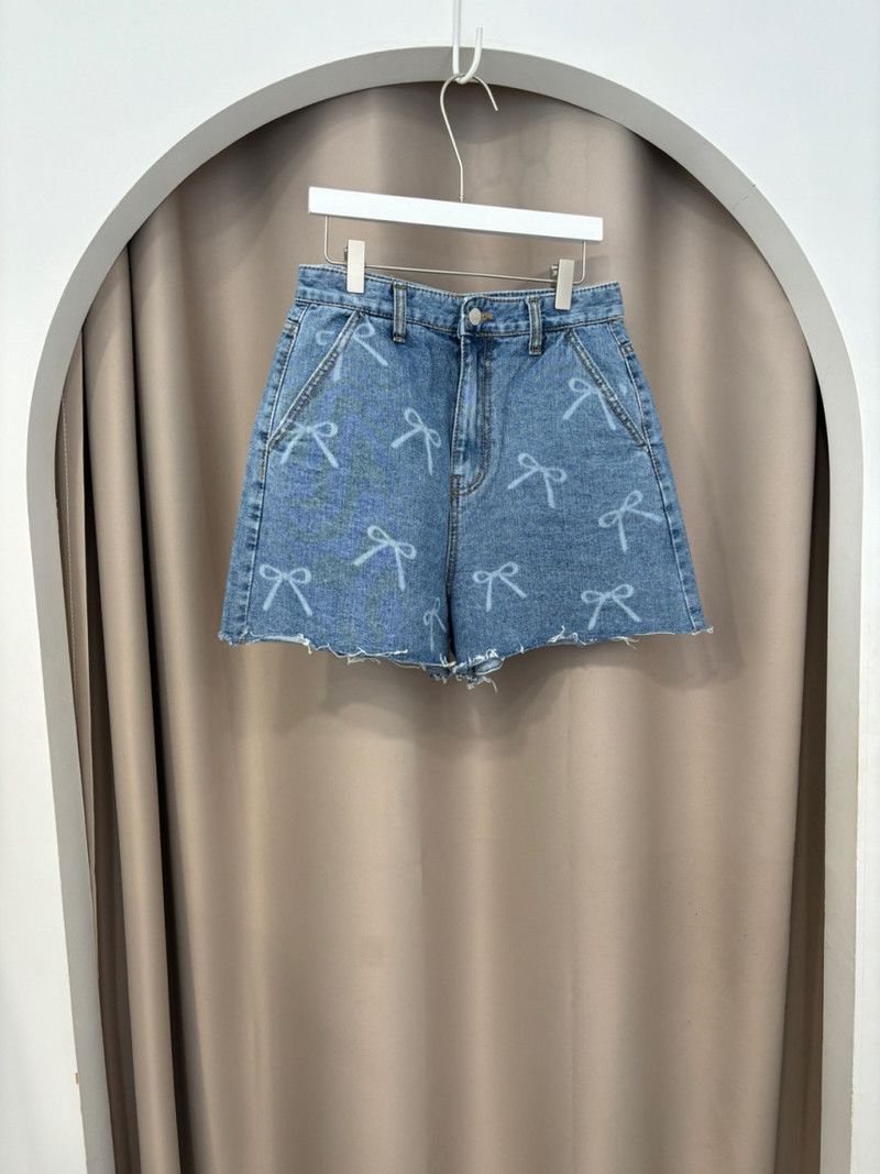 Új, 2024-es nyári farmer rövidnadrág nőknek, magas derekú, nyomott sorja Utcai ruházat mini rövidnadrág női kék színű farmer rövid akció