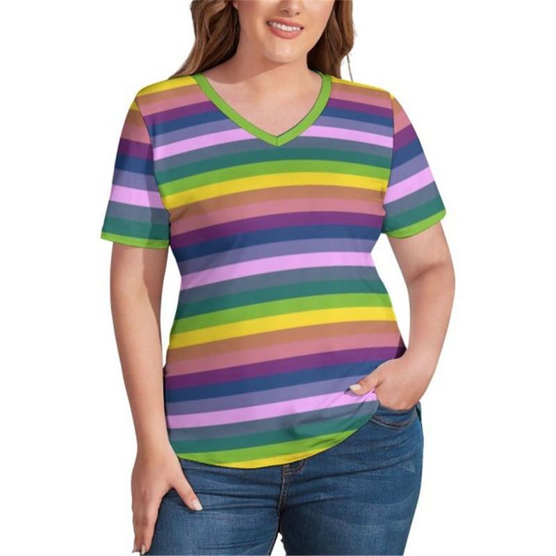 Ljetne ženske pamučne majice kratkih rukava Plave točkice Vintage prevelike majice kratkih rukava s V izrezom Korejski modni print majice velikih veličina