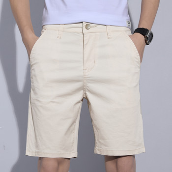 5 цвята Мъжки тесни къси панталони в класически стил 2023 Лято Нова бизнес мода Тънки еластични къси ежедневни панталони Мъжки бежови каки сиви