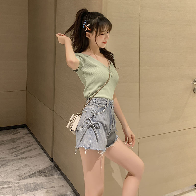 Korejske kratke hlače širokih nogavica, seksi, ležerne, modne, vintage, estetske vruće ljetne, ženske traper kratke hlače, ženske
