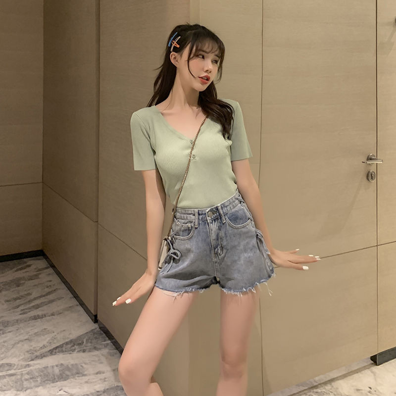 Korejske kratke hlače širokih nogavica, seksi, ležerne, modne, vintage, estetske vruće ljetne, ženske traper kratke hlače, ženske