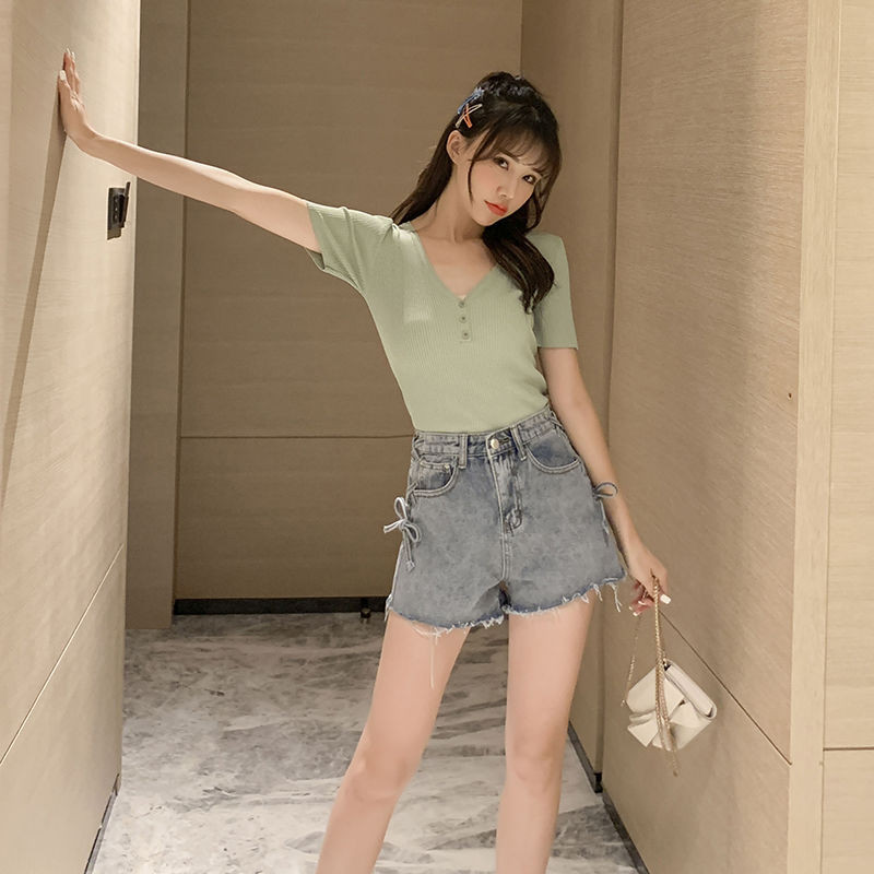 Korejske kratke hlače širokih nogavica, seksi, ležerne, modne, vintage, estetske vruće ljetne, ženske traper kratke hlače, ženske
