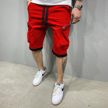 Мъжки къси панталони Нови летни памучни карго панталони с двоен джоб и цип Ежедневни панталони в хип-хоп стил Спортни панталони за фитнес с пет точки